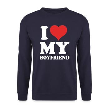 J’aime mon petit ami - Sweat-shirt Unisexe - marine - Devant - Alina (178cm) & Michal (187cm)