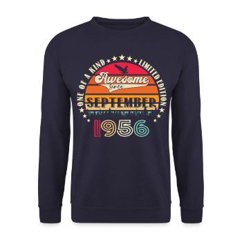 Septembre Né 1956 Cadeau du 66e anniversaire - Sweat-shirt Unisexe - marine - Devant - Alina (178cm) & Michal (187cm)