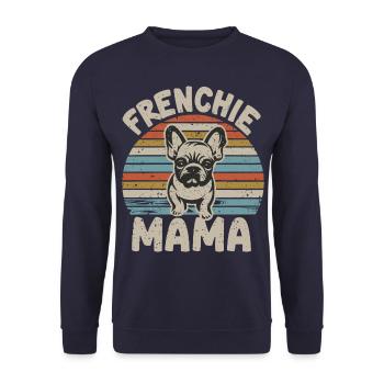 Frenchie Mama Design Classique Rétro - Sweat-shirt Unisexe - marine - Devant - Alina (178cm) & Michal (187cm)