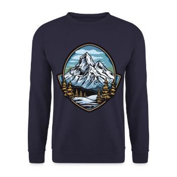 Mountains Symbol Coat of Arms Winter - Unisex Sweatshirt - navy - Front - Alina (178cm) & Michal (187cm)