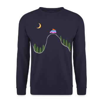 Campingbus Forêt, Tente, Camper, Wilds, Sur le toit - Sweat-shirt Unisexe - marine - Devant - Alina (178cm) & Michal (187cm)
