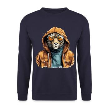 Street style leopard | Leopard lovers - Unisex Sweatshirt - navy - Front - Alina (178cm) & Michal (187cm)