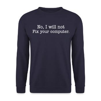 Geek Computer PC Reparieren - Unisex Pullover - Navy - Vorne - Alina (178cm) & Michal (187cm)