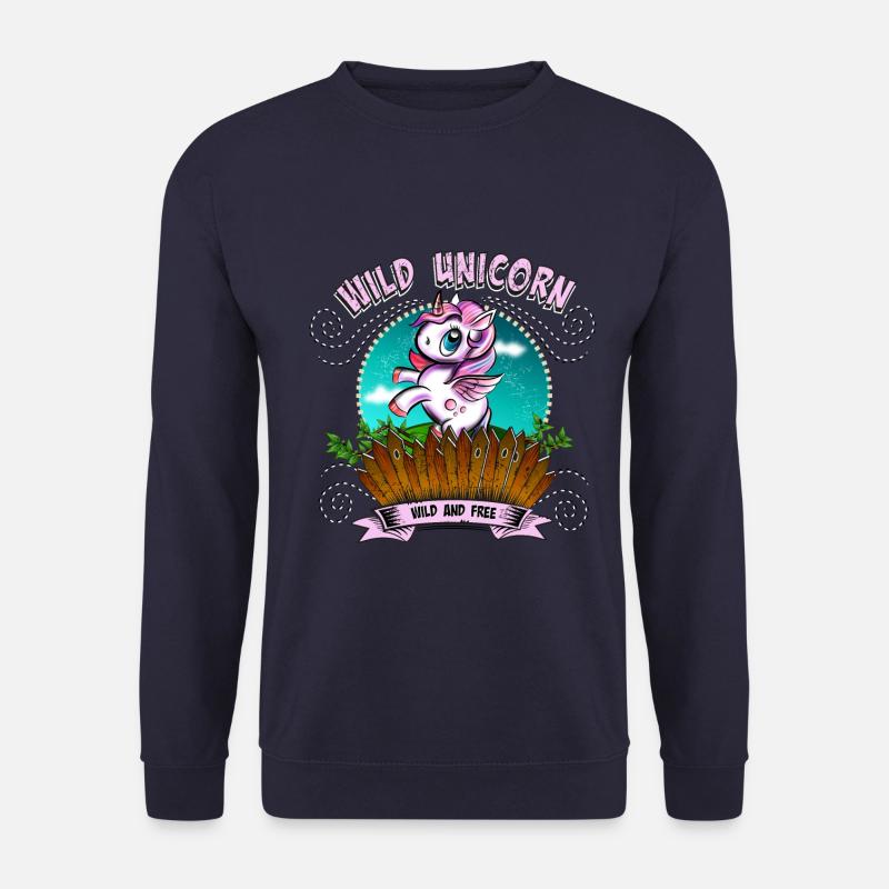 Wildes Einhorn, Unicorn wild frei ungebunden - Unisex Pullover - Navy