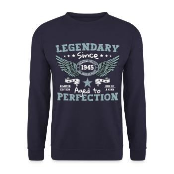 Légendaire depuis 1945 77ème cadeau d’anniversaire - Sweat-shirt Unisexe - marine - Devant - Alina (178cm) & Michal (187cm)