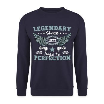 Legendary since 1977 45th birthday gift - Unisex Sweatshirt - navy - Front - Alina (178cm) & Michal (187cm)