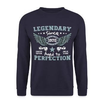 Legendary since 1970 52nd birthday gift - Unisex Sweatshirt - navy - Front - Alina (178cm) & Michal (187cm)