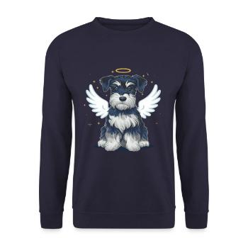 Zwergschnauzer als Engel - Unisex Pullover - Navy - Vorne - Alina (178cm) & Michal (187cm)