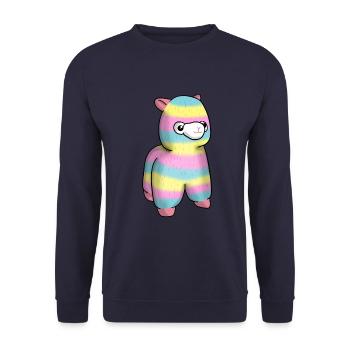 Regenbogen Alpaka Llama Kuscheltier Lama - Unisex Pullover - Navy - Vorne - Alina (178cm) & Michal (187cm)
