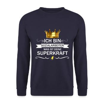 Sozialarbeiter Sozialpädagoge Beruf Spruch - Unisex Pullover - Navy - Vorne - Alina (178cm) & Michal (187cm)
