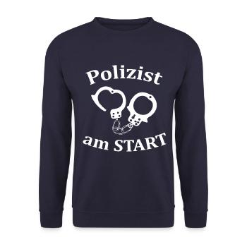 Polizist Polizei Beruf Arbeit Spruch Handschellen - Unisex Pullover - Navy - Vorne - Alina (178cm) & Michal (187cm)