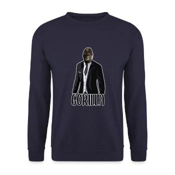 Gorilla Affe Affen Anzug Gentleman Tier - Unisex Pullover - Navy - Vorne - Alina (178cm) & Michal (187cm)