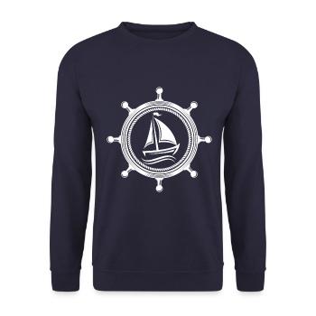 Sailboat ship captain sailing steering wheel - Unisex Sweatshirt - navy - Front - Alina (178cm) & Michal (187cm)