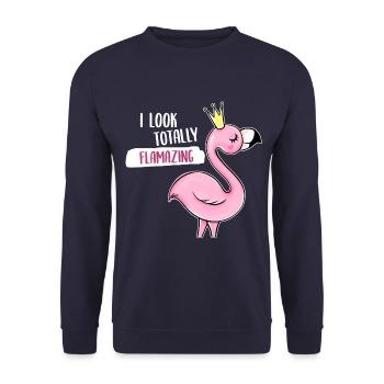 Flamingo Flamazing cool funny humor - Unisex Sweatshirt - navy - Front - Alina (178cm) & Michal (187cm)