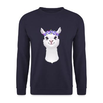 Llama alpaca animal - Unisex Sweatshirt - navy - Front - Alina (178cm) & Michal (187cm)