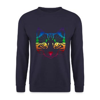 Chat arc-en-ciel LGBT - Sweat-shirt Unisexe - marine - Devant - Alina (178cm) & Michal (187cm)