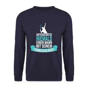 Tennis saying tennis racket funny - Unisex Sweatshirt - navy - Front - Alina (178cm) & Michal (187cm)