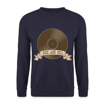 Rock n roll Rock Rock and Roll Vinyle - Sweat-shirt Unisexe - marine - Devant - Alina (178cm) & Michal (187cm)