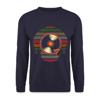 Vintage vinyl retro music record - Unisex Sweatshirt - navy - Front - Alina (178cm) & Michal (187cm)