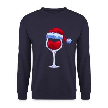 Vin verre à vin père noël chapeau de noël - Sweat-shirt Unisexe - marine - Devant - Alina (178cm) & Michal (187cm)