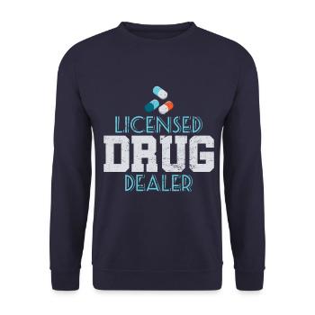 Apotheker Medikamente Apotheke lustig - Unisex Pullover - Navy - Vorne - Alina (178cm) & Michal (187cm)