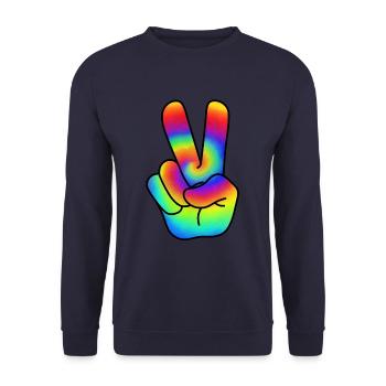 Hippie Peace Victorie sign peace sign - Unisex Sweatshirt - navy - Front - Alina (178cm) & Michal (187cm)