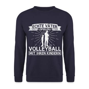 Volleyball Vater Beachvolleyball Sport Papa Spruch - Unisex Pullover - Navy - Vorne - Alina (178cm) & Michal (187cm)