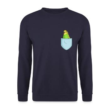 Perruche poitrine poche mignon oiseau animal de compagnie - Sweat-shirt Unisexe - marine - Devant - Alina (178cm) & Michal (187cm)