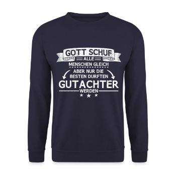 Gutachter Sachverständiger Beruf Spruch Geschenk - Unisex Pullover - Navy - Vorne - Alina (178cm) & Michal (187cm)