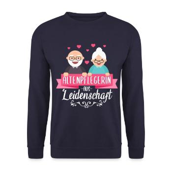 Altenpflegerin Pflegerin Beruf Spruch Altenpflege - Unisex Pullover - Navy - Vorne - Alina (178cm) & Michal (187cm)