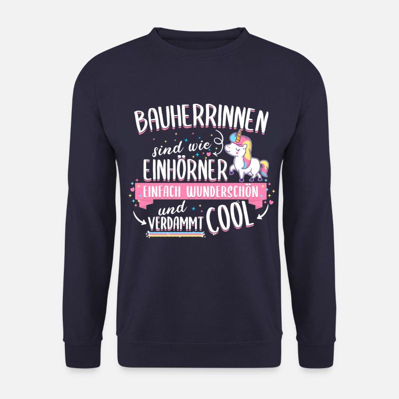 Bauherrin Bauherr Hausbau Einhorn Spruch - Unisex Pullover - Navy