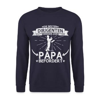 Dirigent Musik Orchester Chor Papa Spruch - Unisex Pullover - Navy - Vorne - Alina (178cm) & Michal (187cm)