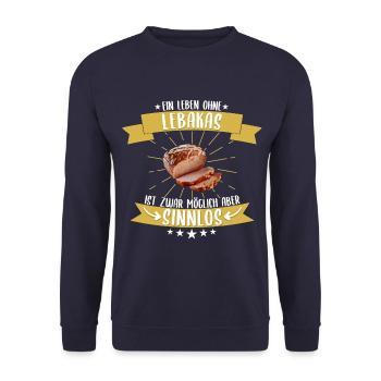Lebakas Leberkäse Fleischkäse Bayern Spruch Essen - Unisex Pullover - Navy - Vorne - Alina (178cm) & Michal (187cm)