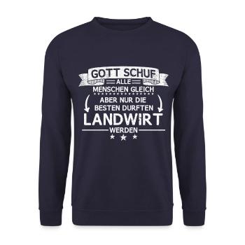 Landwirt Bäuerin Landwirtschaft Bauer Beruf Spruch - Unisex Pullover - Navy - Vorne - Alina (178cm) & Michal (187cm)