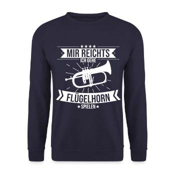 Flügelhorn Flügelhornist Horn Instrument Spruch - Unisex Pullover - Navy - Vorne - Alina (178cm) & Michal (187cm)