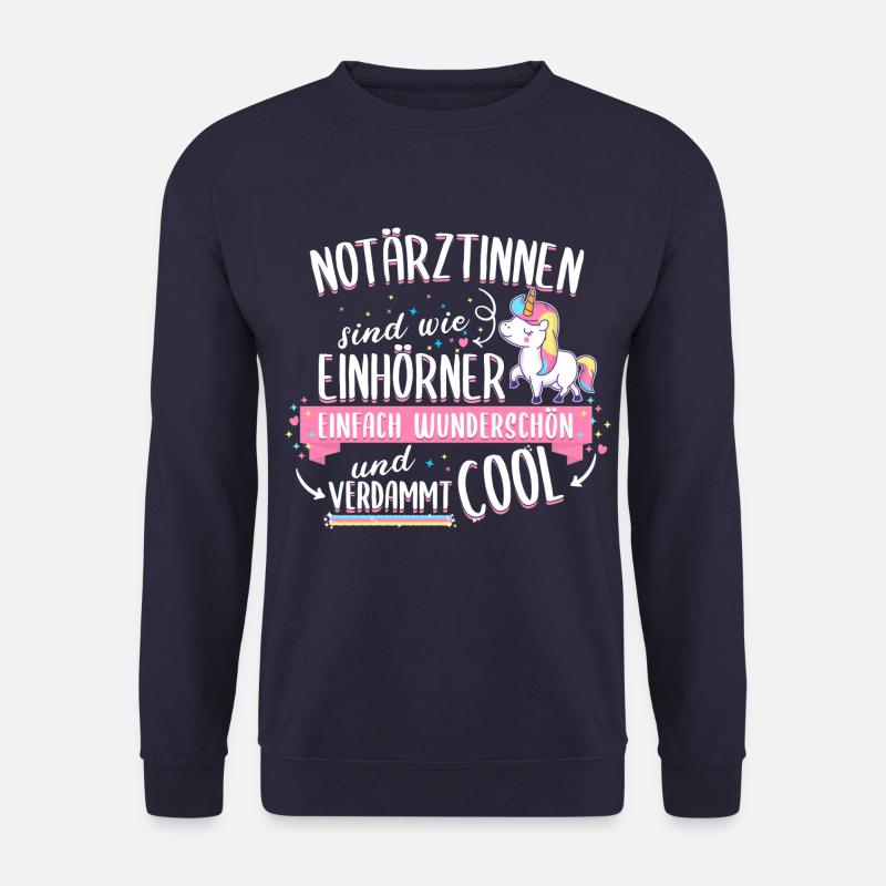 Notärztin Notarzt Ärztin Arzt Einhorn Spruch Beruf - Unisex Pullover - Navy