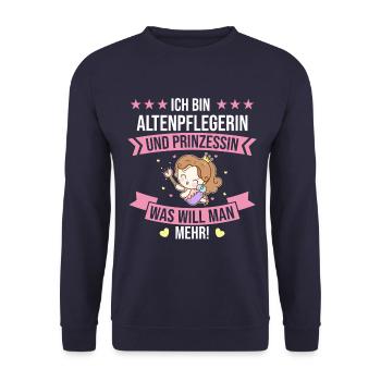 Altenpflegerin Pflegerin Beruf Spruch Altenpflege - Unisex Pullover - Navy - Vorne - Alina (178cm) & Michal (187cm)