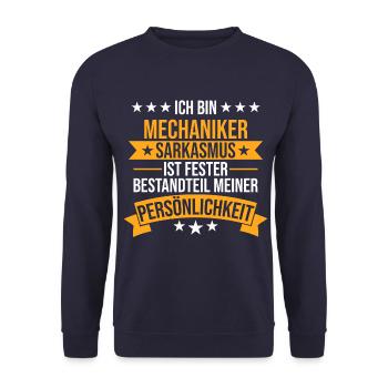 Mechaniker Werkstatt Automechaniker Auto Spruch - Unisex Pullover - Navy - Vorne - Alina (178cm) & Michal (187cm)