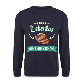 Lebakas Leberkäse Fleischkäse Bayern Spruch Essen - Unisex Pullover - Navy - Vorne - Alina (178cm) & Michal (187cm)