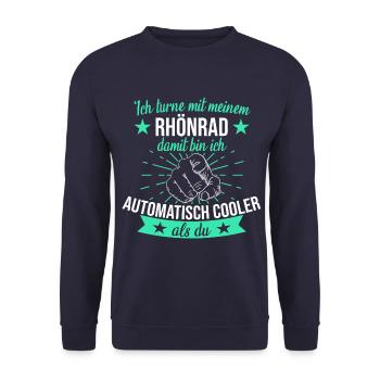 Rhönrad Turnen Rhönradturnen Sport Spruch - Unisex Pullover - Navy - Vorne - Alina (178cm) & Michal (187cm)