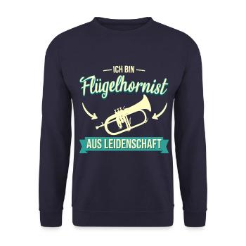 Flügelhornist Flügelhorn Horn Instrument Spruch - Unisex Pullover - Navy - Vorne - Alina (178cm) & Michal (187cm)