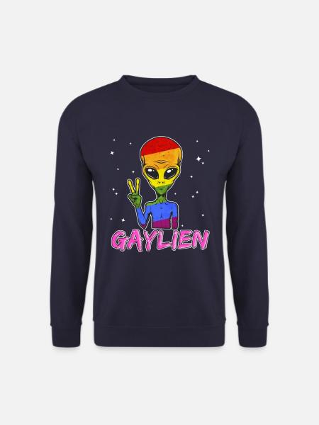 Alien Gay Gaylien LGBT Schwul Regenbogen CSD - Unisex Pullover - Navy