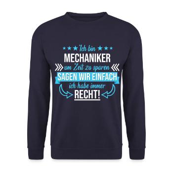 Mechaniker Werkstatt Automechaniker Auto Spruch - Unisex Pullover - Navy - Vorne - Alina (178cm) & Michal (187cm)