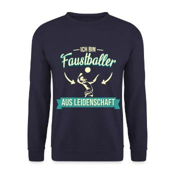 Faustball Fistball Sport Faustballer Spruch - Unisex Pullover - Navy - Vorne - Alina (178cm) & Michal (187cm)
