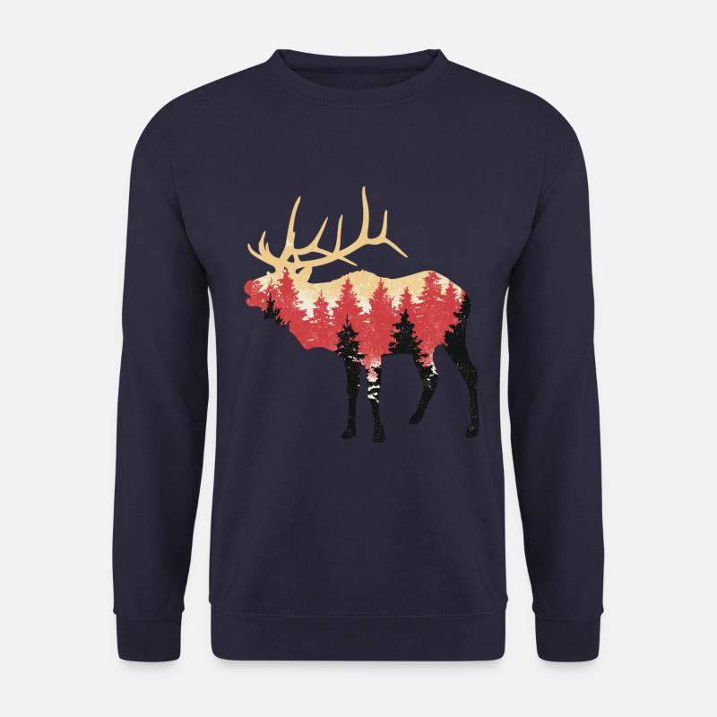 Elch Reh Elche Wald Tier Waldtiere Silhouette - Unisex Pullover - Navy