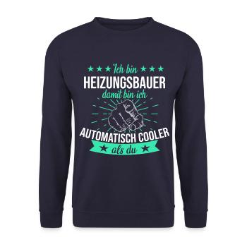 Heizungsbauer Heizungsbau Bauarbeiter Beruf Spruch - Unisex Pullover - Navy - Vorne - Alina (178cm) & Michal (187cm)