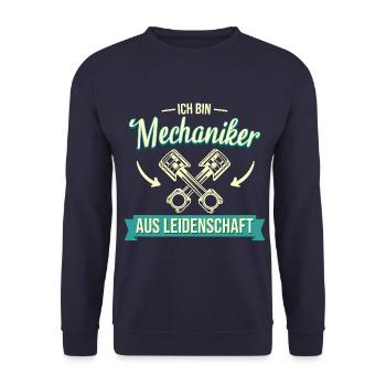 Mechaniker Werkstatt Automechaniker Auto Spruch - Unisex Pullover - Navy - Vorne - Alina (178cm) & Michal (187cm)