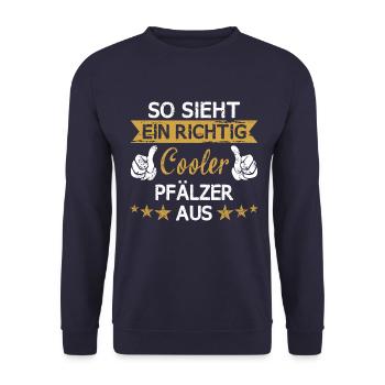 Pfalz Rheinlandpfalz Pfälzer Heimat Spruch - Unisex Pullover - Navy - Vorne - Alina (178cm) & Michal (187cm)