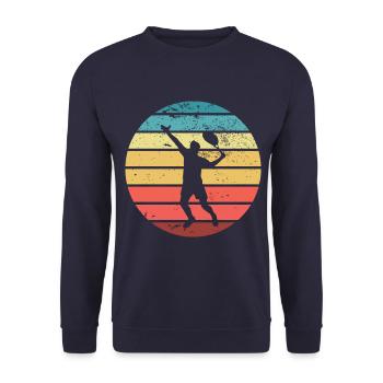 Joueur de tennis tennis raquette sport silhouette - Sweat-shirt Unisexe - marine - Devant - Alina (178cm) & Michal (187cm)