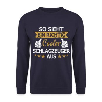 Schlagzeug Schlagzeuger Drummer Instrument Spruch - Unisex Pullover - Navy - Vorne - Alina (178cm) & Michal (187cm)